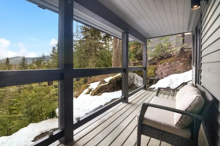Wooden deck with a mountain view