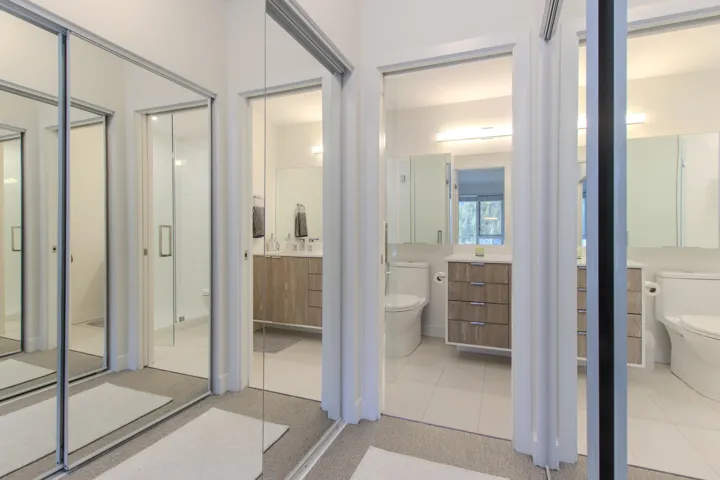 Bathroom featuring vanity and light tile patterned floors