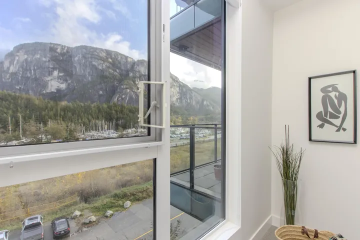 Detailed view of a mountain backdrop and baseboards