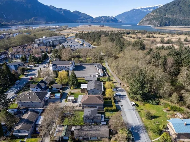 Drone / aerial view of a water and mountain view