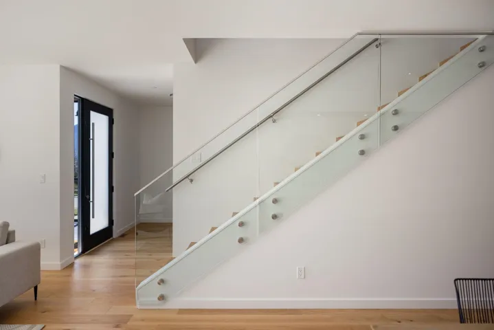 Entrance foyer featuring light wood-style floors and stairway
