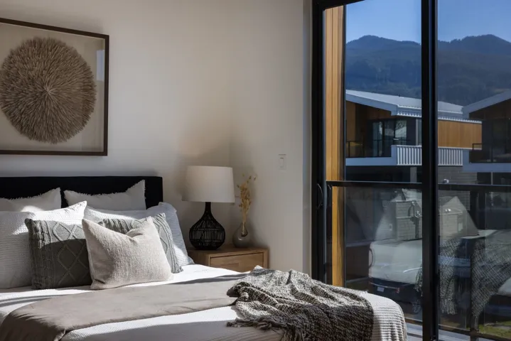 Bedroom with a mountain view