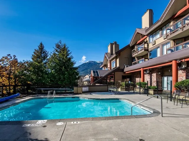 Community pool featuring a mountain view