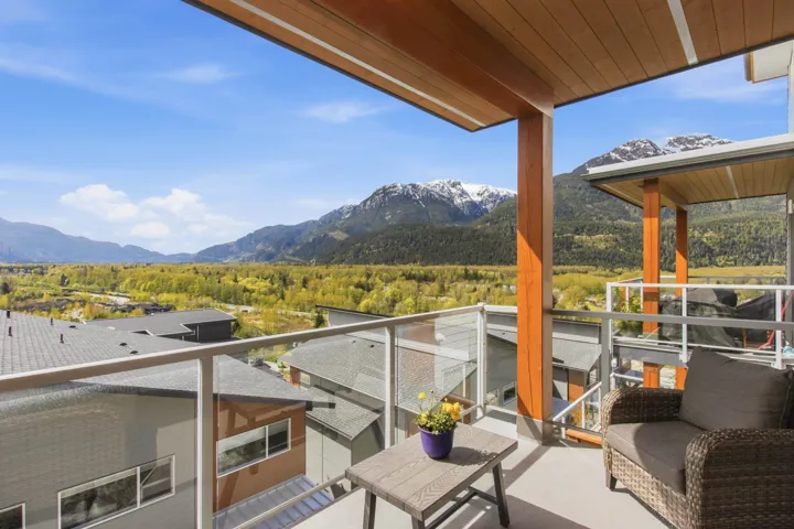 Balcony with a mountain view