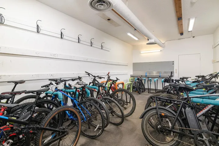 Garage featuring bike storage