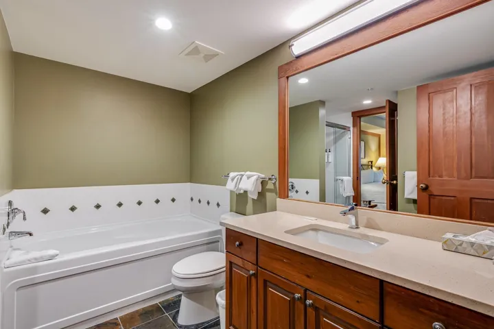Bathroom featuring a bath, vanity, toilet, and recessed lighting