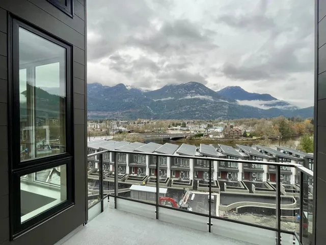 Balcony with a mountain view