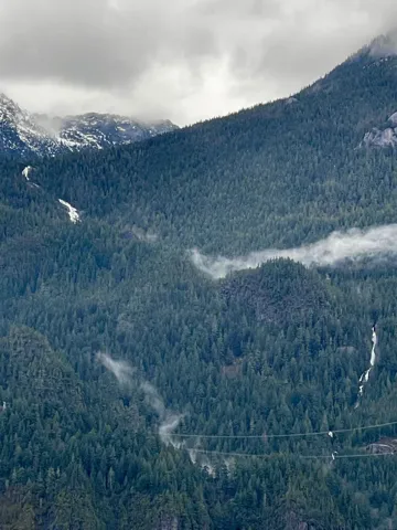 View of mountain backdrop featuring a forest