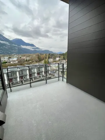 Balcony with a mountain view