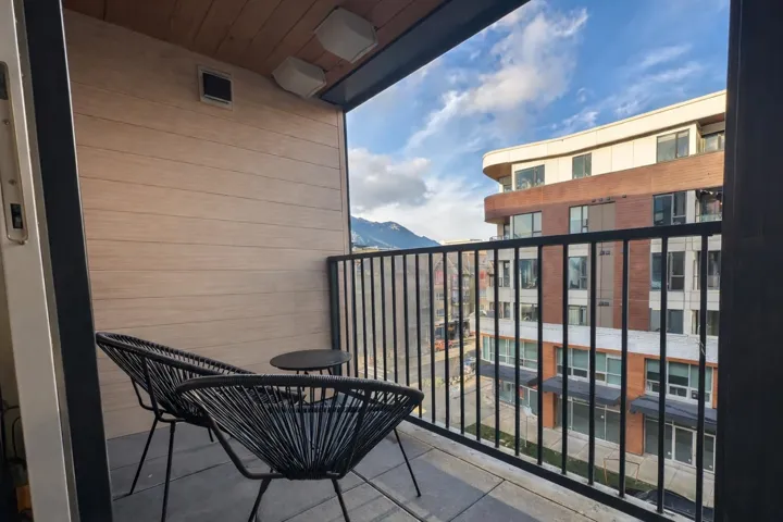 Balcony with a mountain view