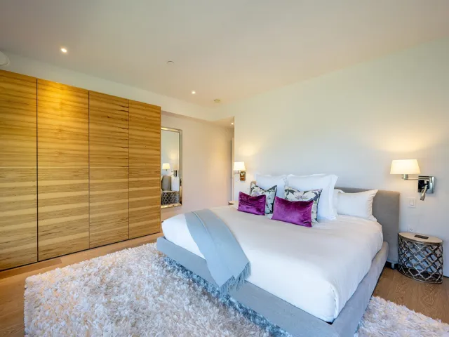 Bedroom featuring light wood-style floors and recessed lighting