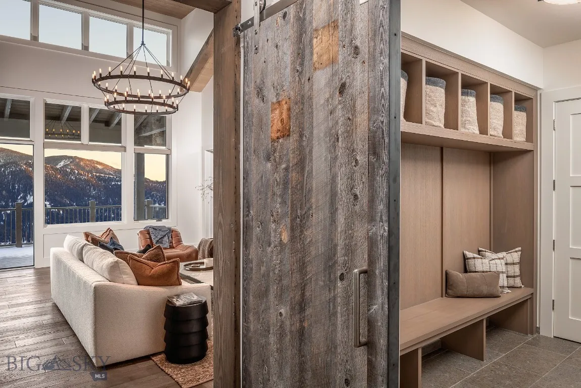 Mudroom and living room.