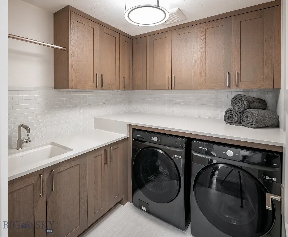 Lower level laundry room.