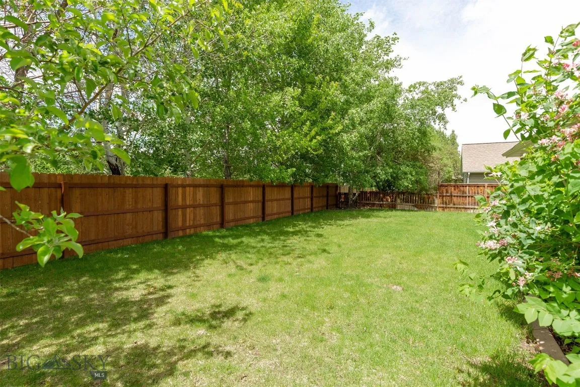 Backyard new fence and mature tress provide privacy