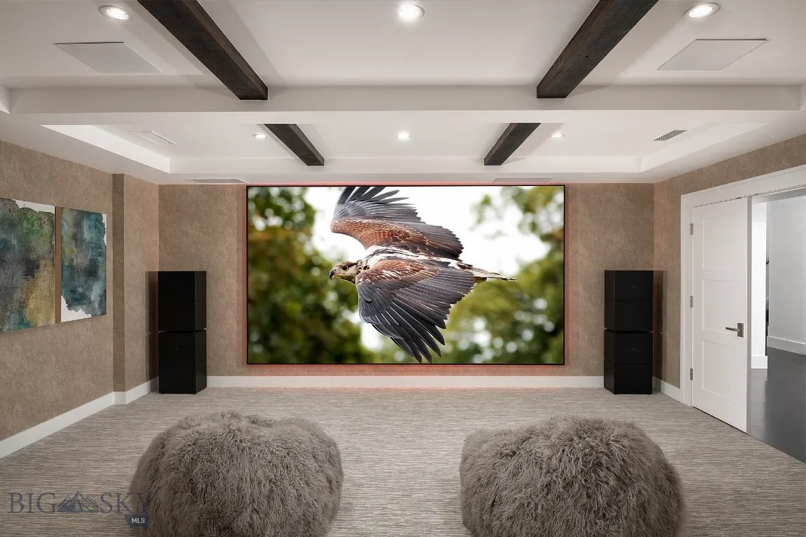 Conceptual rendering of lower level flex room use as theater room. Furnishing packages available.