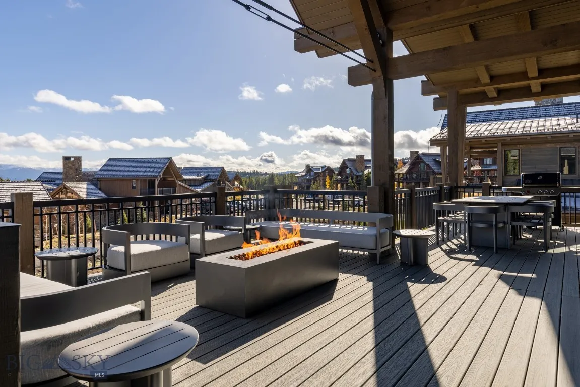 Deck with an outdoor fire pit