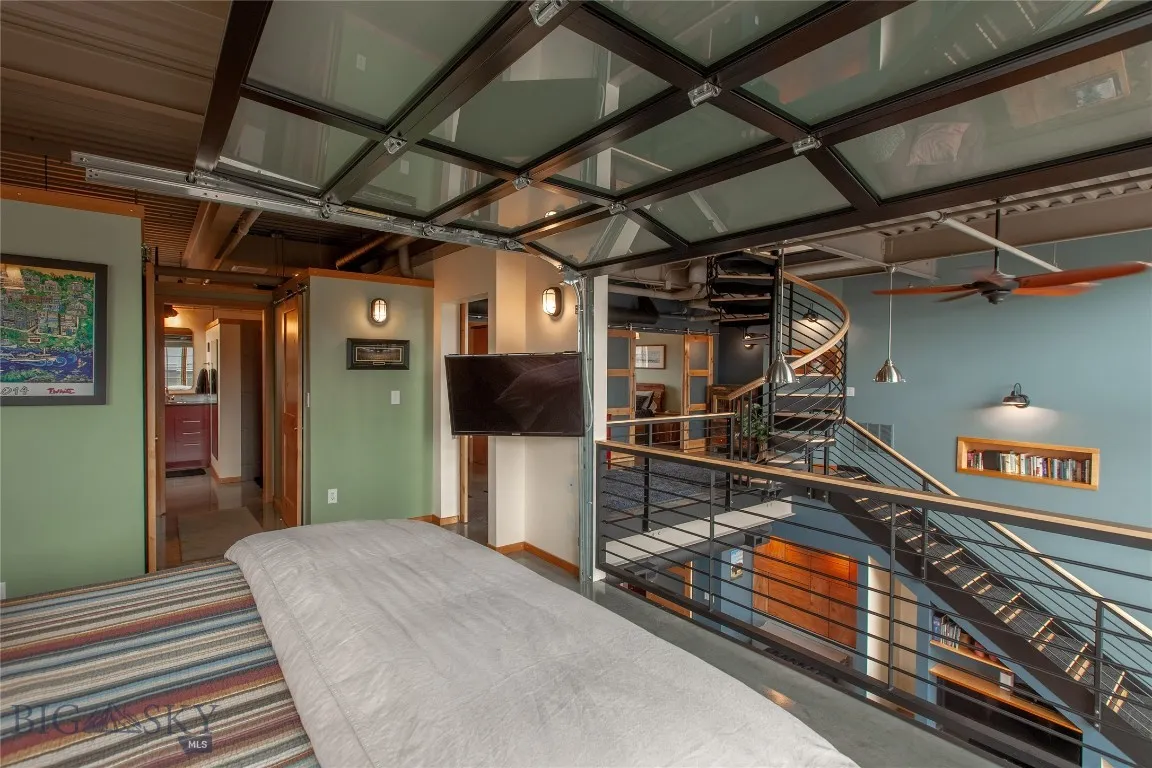 Primary bdrm garage door open