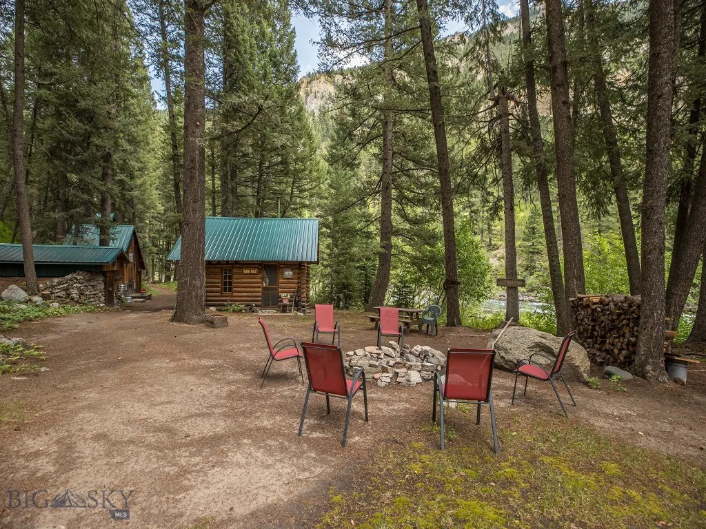 Guest cabin, picnic area, Gallatin River