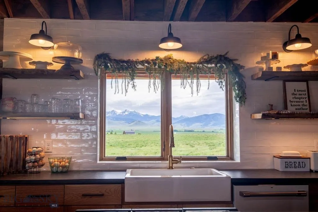 view of Hollowtop Mountain from kitchen window