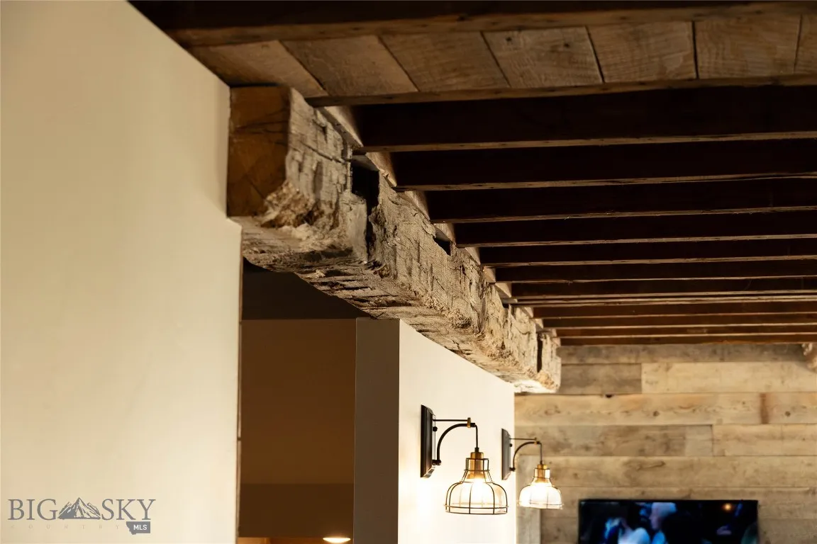 Beautiful, rustic, reclaimed beam and ceiling in kitchen