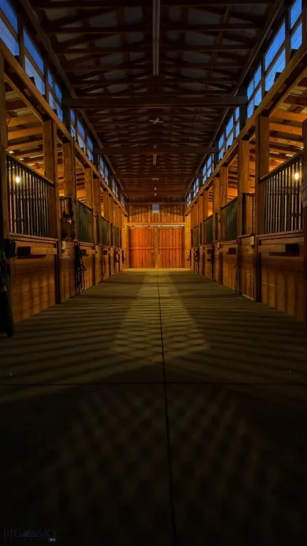Aisle at night in Barn