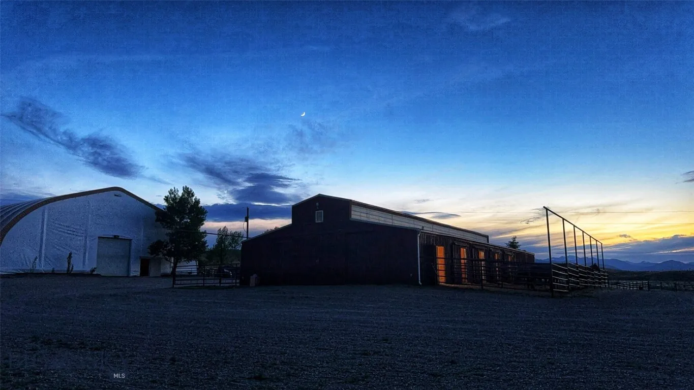 Main Barn and Indoor Arena at Night