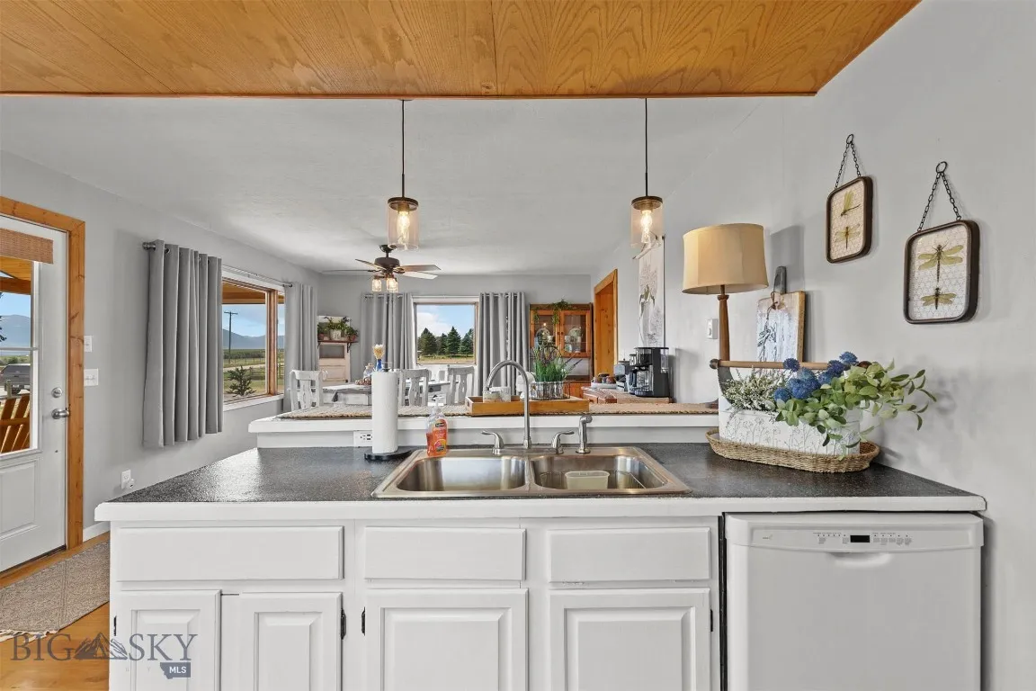 Kitchen open to dining area