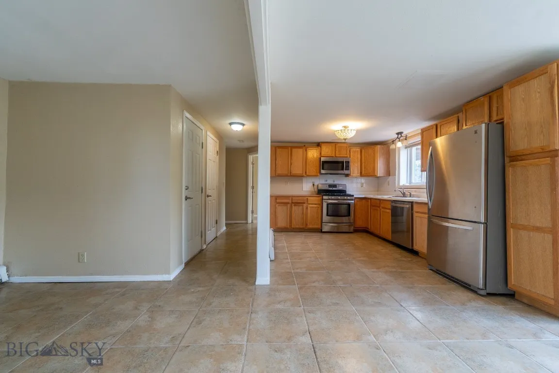Lower level, kitchen and living/dining area