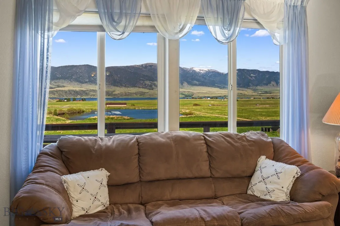 Views eastward from living room and deck.