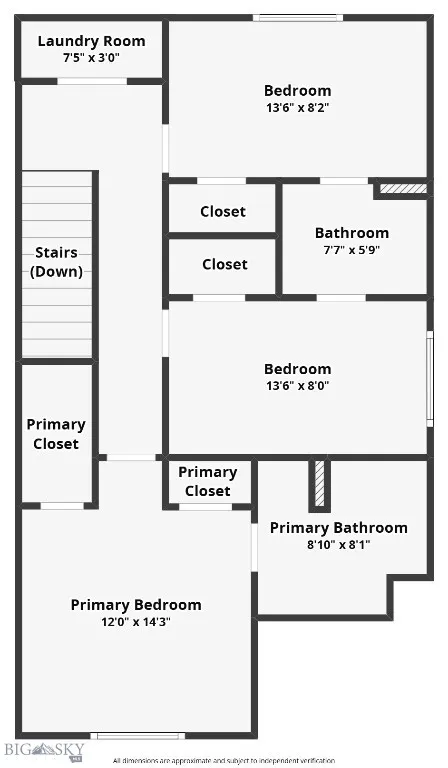 Second Level Floor Plan With Approximate Measurements