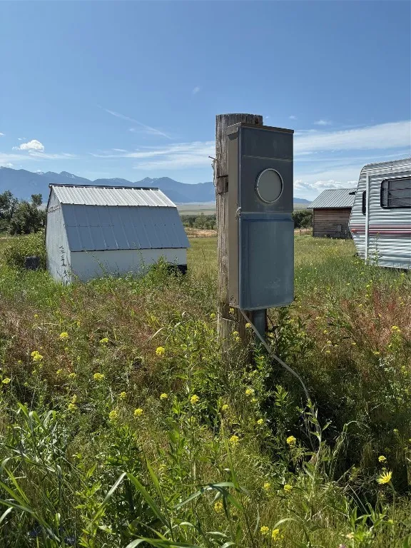 Meter post at center of lot