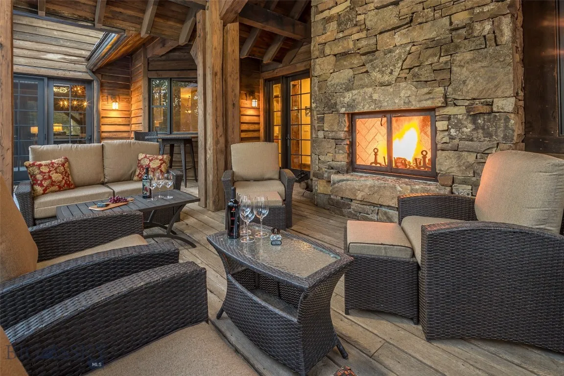 Exterior Fireplace on Deck