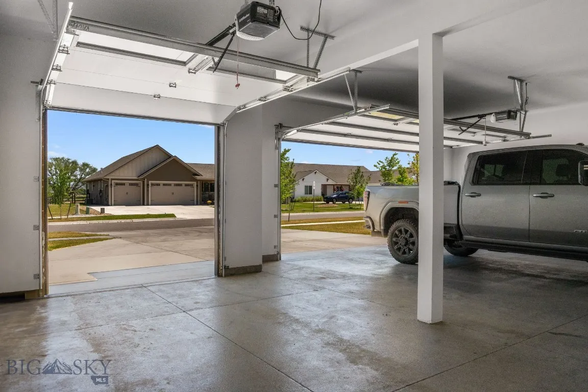 Three-car garage with epoxy finish