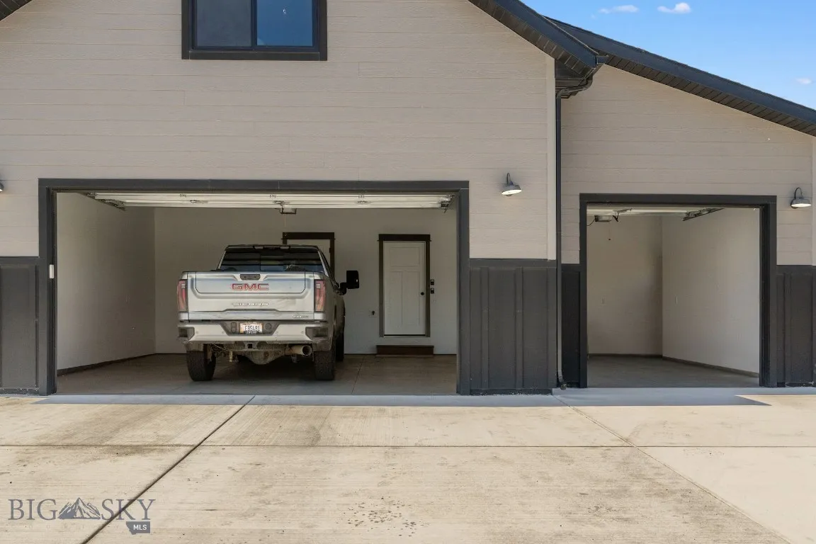 Three-car garage with epoxy finish