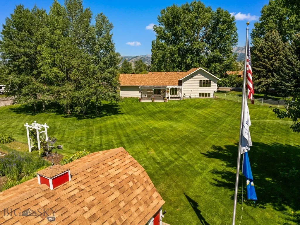 Barn roof to House. Flag Pole.