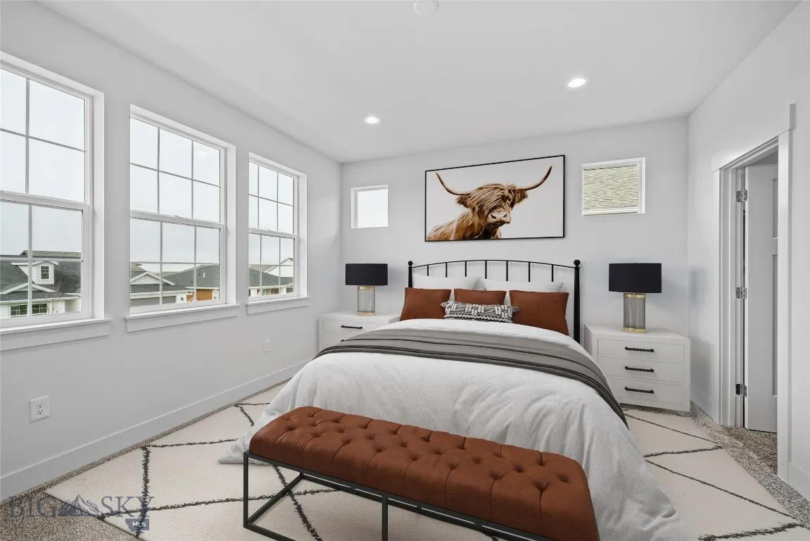 Virtually staged primary bedroom