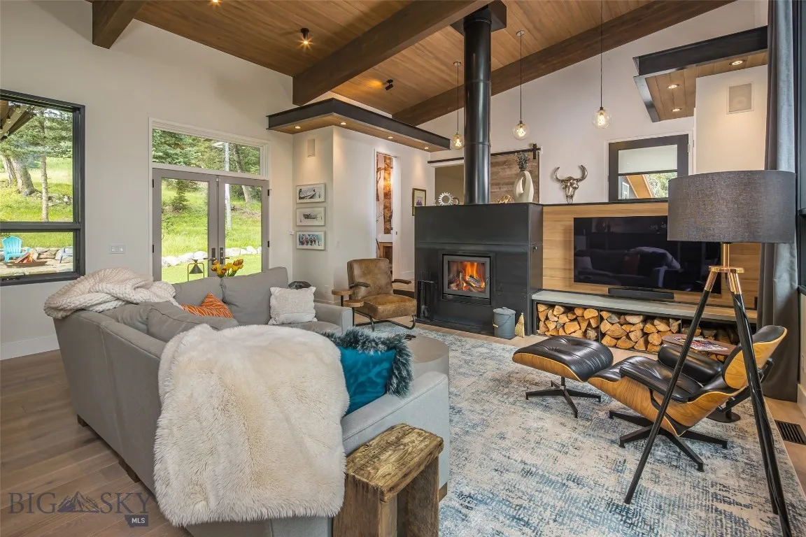 Living room with access to back of house