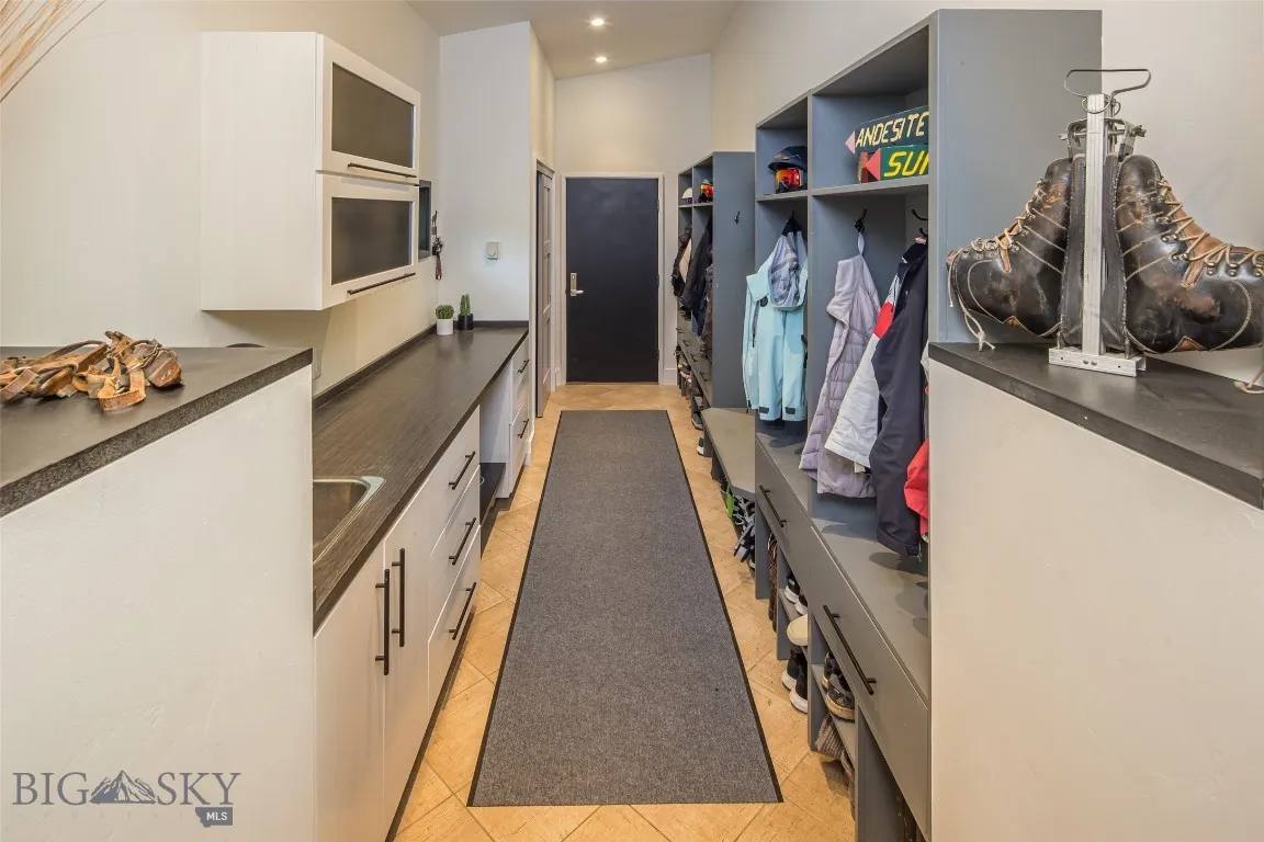 Mudroom for all the gathering of gear with a sink