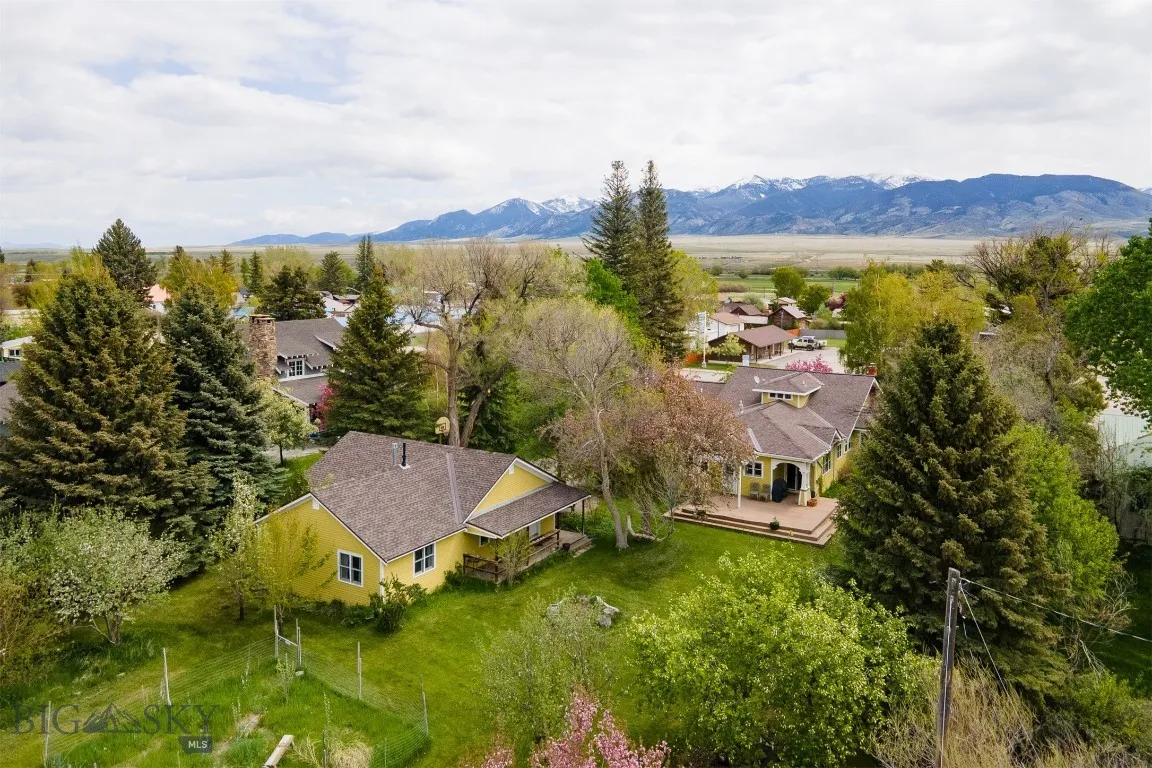 Aerial of backyard with Primary Home & Guest House