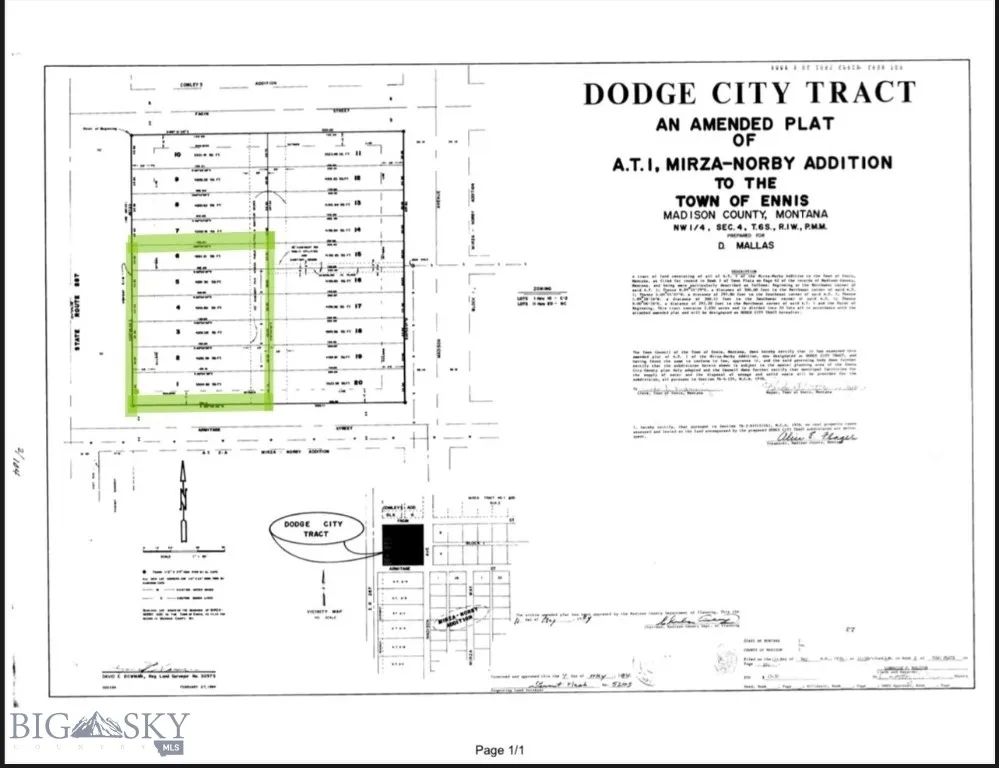Lots 1-6 W Dodge City Tracts, Ennis, Montana 59729, Ennis, Montana 59729, ,Land,For Sale,Lots 1-6 W Dodge City Tracts, Ennis, Montana 59729,0,405060