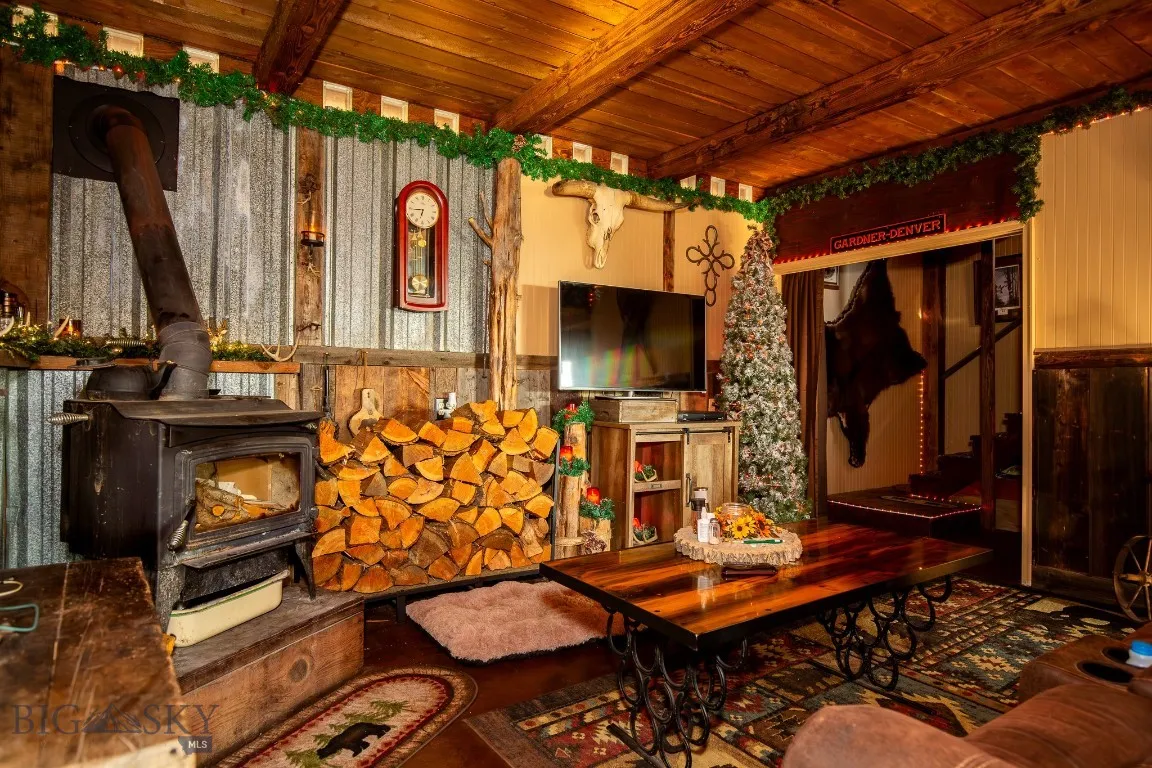 Main Cabin Living with Wood-Burning Stove