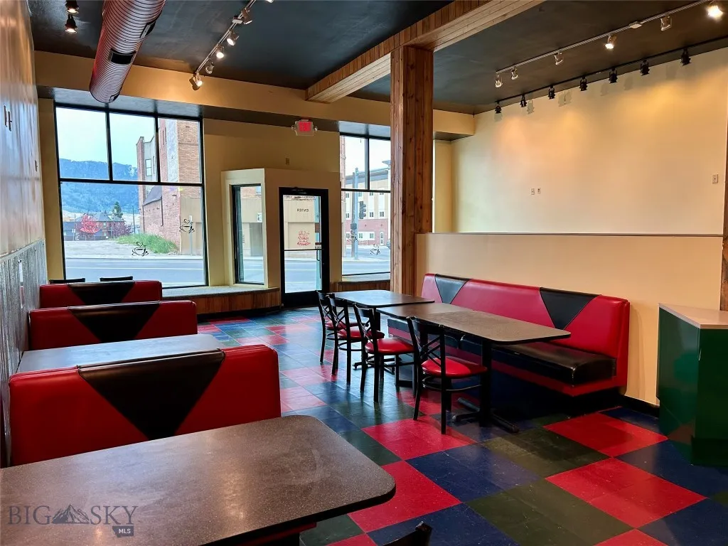 Restaurant seating area from rest rooms