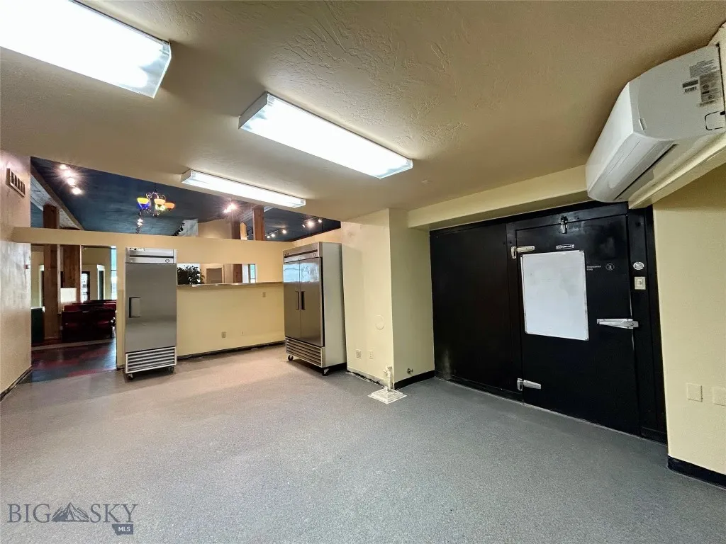 Kitchen area with walk-in