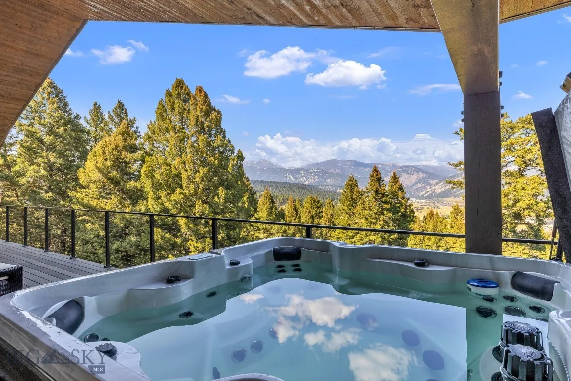 Upper level covered balcony hot tub