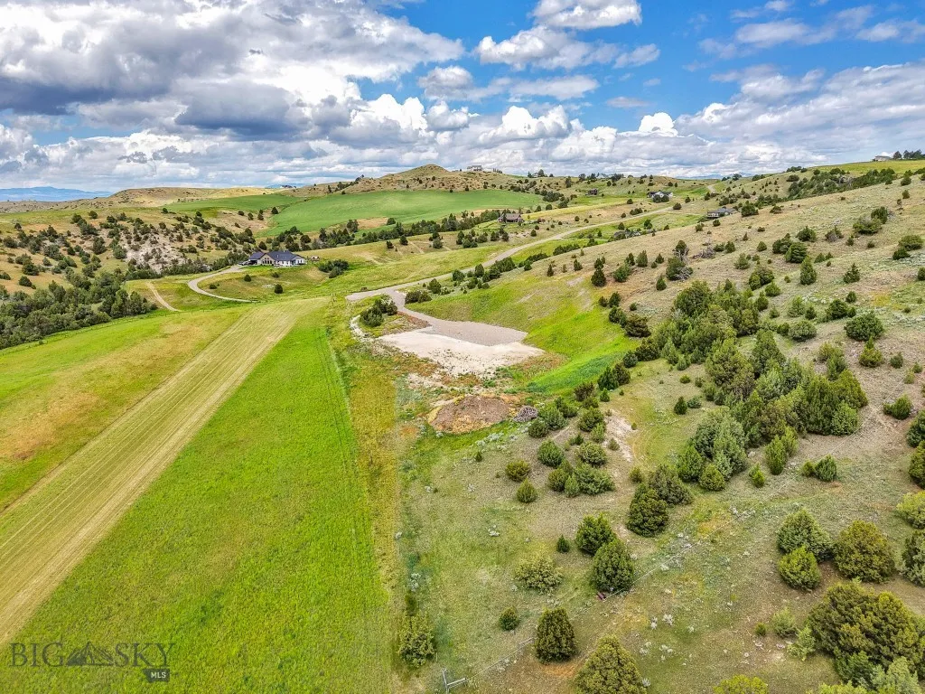 Aerial view of the build site and driveway