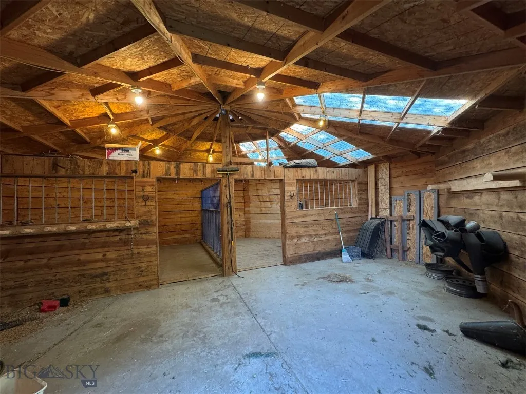 Inside barn