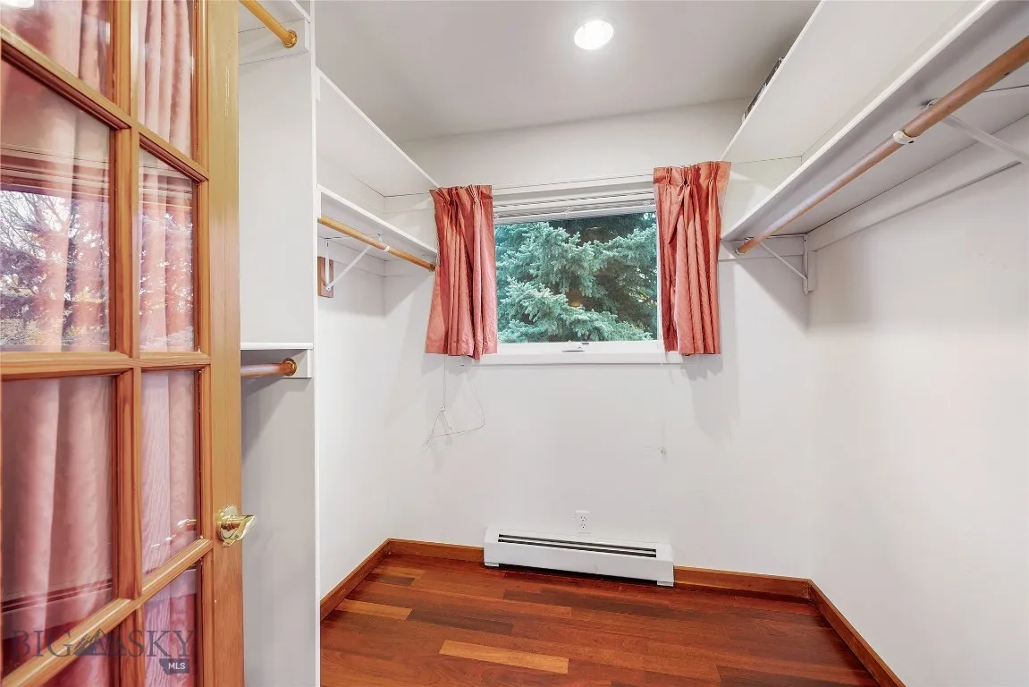large walk-in closet; north window
