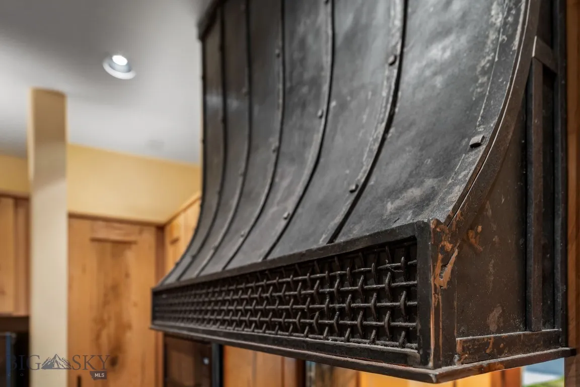Detail view of hand hammered kitchen hood