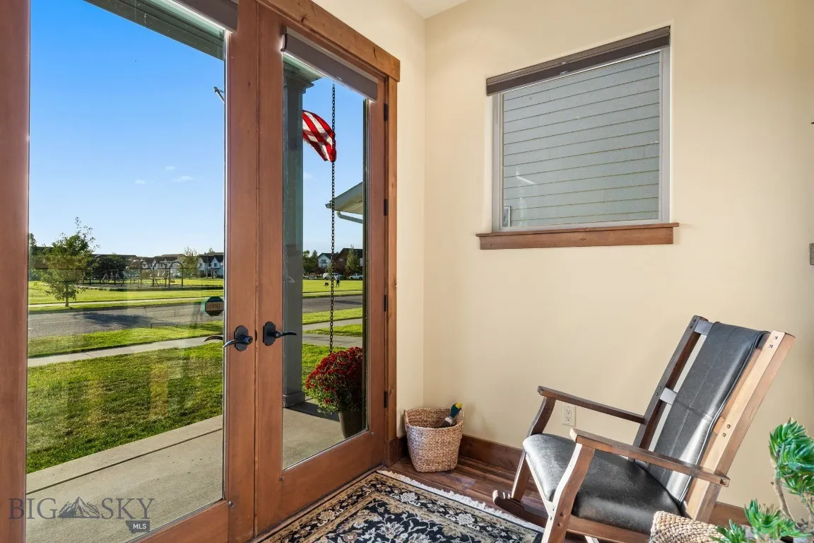 French doors overlooking park