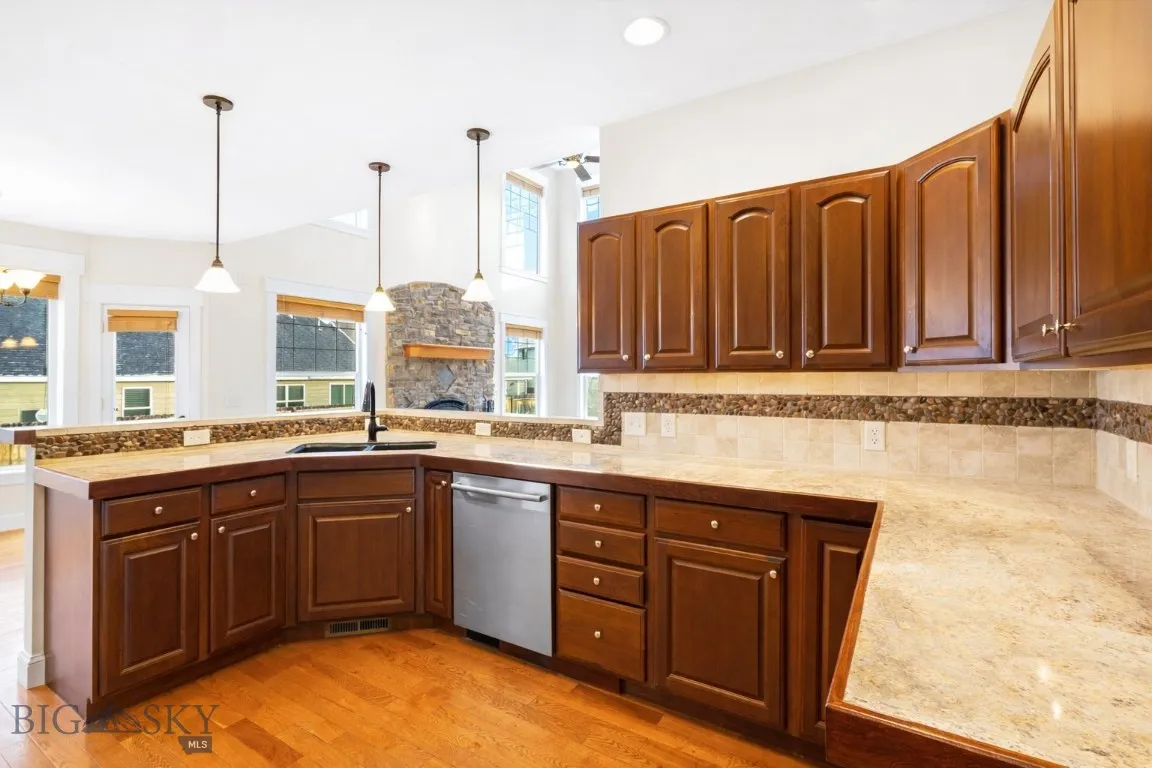 open kitchen concept to casual dining area and living room